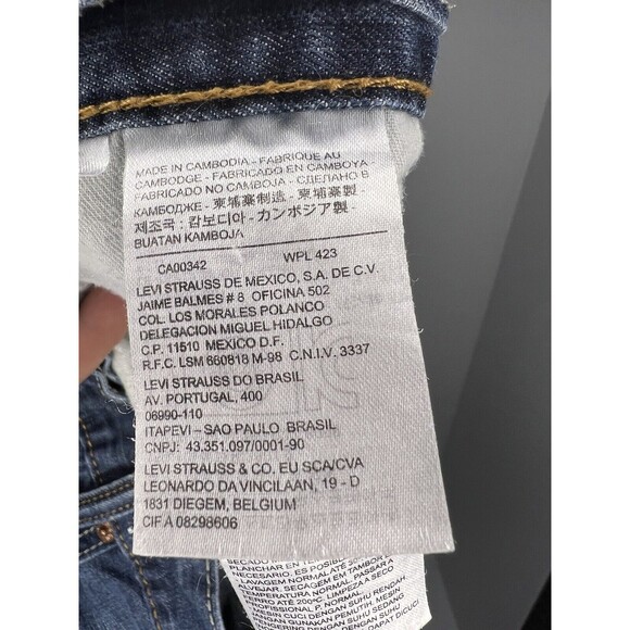 Levis 527 Jeans Mens 36x32 Low Bootcut Dark Wash Denim Rips Cotton Pants - Picture 5 of 5